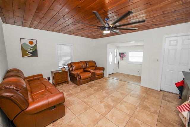 210 Wilder Rd, Lakeland, FL 33809 - tiled living room featuring ceiling fan and wooden ceiling