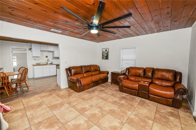 210 Wilder Rd, Lakeland, FL 33809 - tiled living room featuring ceiling fan and wood ceiling