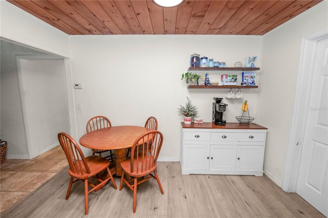 210 Wilder Rd, Lakeland, FL 33809 - dining room featuring wood ceiling and light hardwood / wood-style flooring