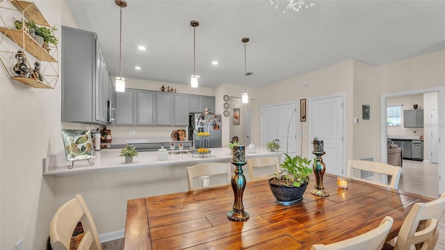 dining area featuring light hardwood / wood-style flooring