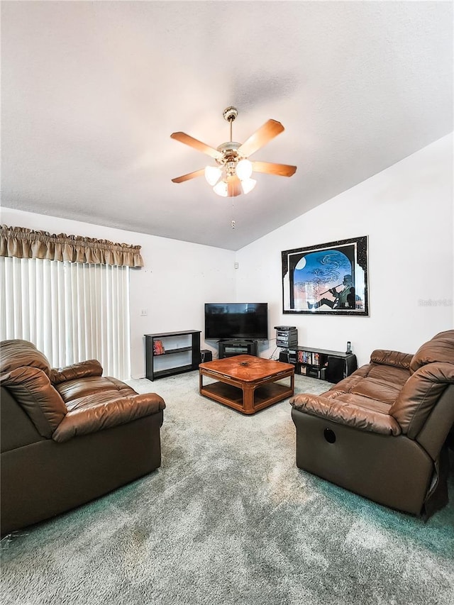 5805 Danterbury Ct, Lakeland, FL 33810 - living room with carpet, ceiling fan, and lofted ceiling