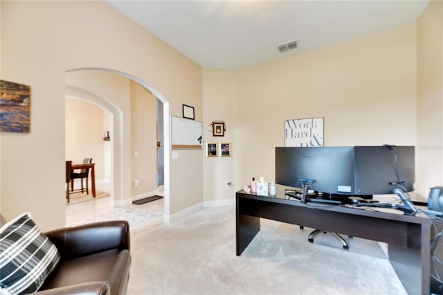 332 Lake Mariana Way, Auburndale, FL 33823 - office with arched walkways and carpet flooring