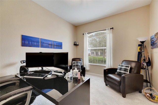 office area with light colored carpet