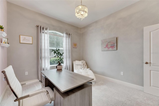 332 Lake Mariana Way, Auburndale, FL 33823 - office area with light colored carpet and a chandelier