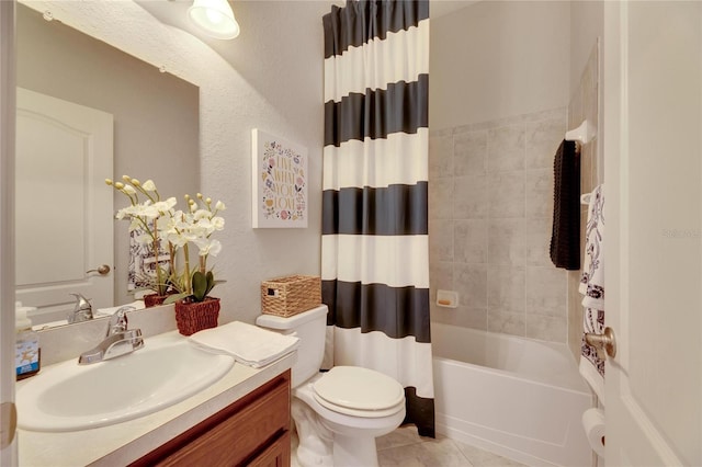 332 Lake Mariana Way, Auburndale, FL 33823 - full bathroom with vanity, shower / bath combo with shower curtain, and tile patterned floors