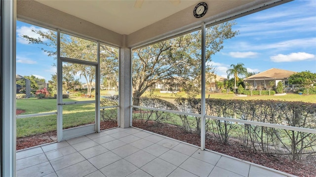 view of unfurnished sunroom