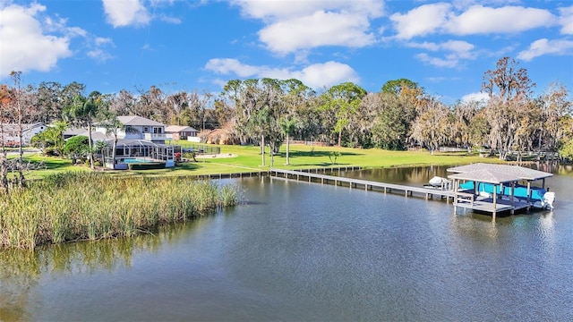 water view featuring a boat dock