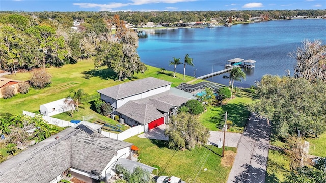 bird's eye view featuring a water view