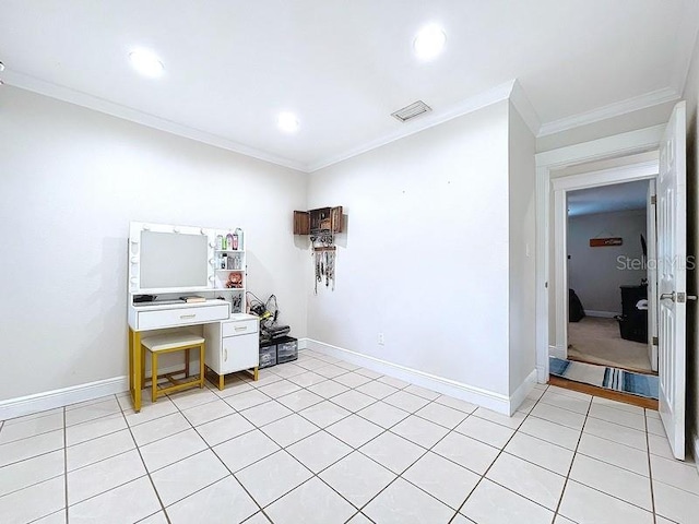 office space with crown molding