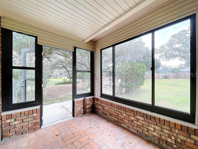 view of unfurnished sunroom