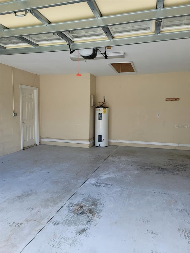 garage with electric water heater