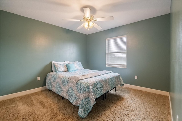 bedroom featuring carpet and ceiling fan