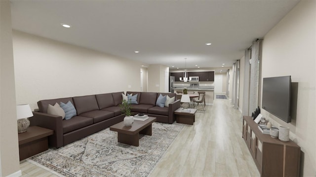 living room featuring light hardwood / wood-style flooring