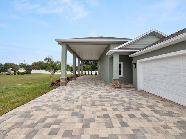 exterior space featuring a garage