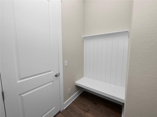 mudroom with dark hardwood / wood-style flooring