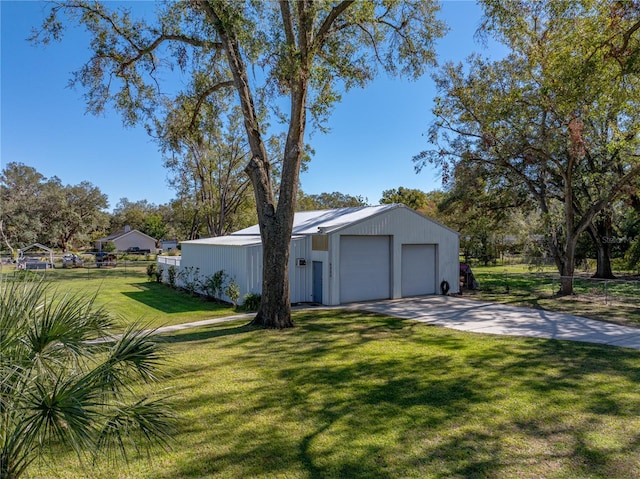 exterior space with a garage