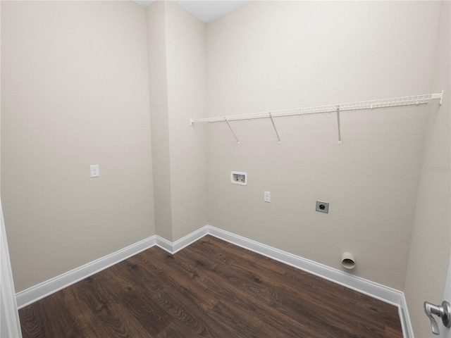 laundry area featuring dark hardwood / wood-style floors, washer hookup, and hookup for an electric dryer