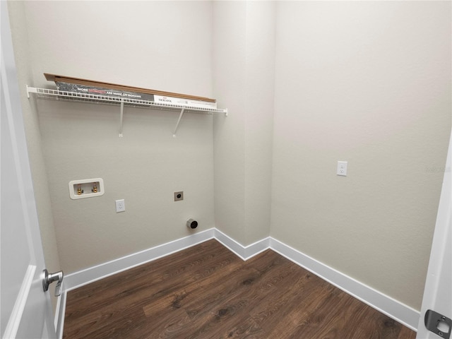 laundry area featuring washer hookup, dark hardwood / wood-style floors, and hookup for an electric dryer