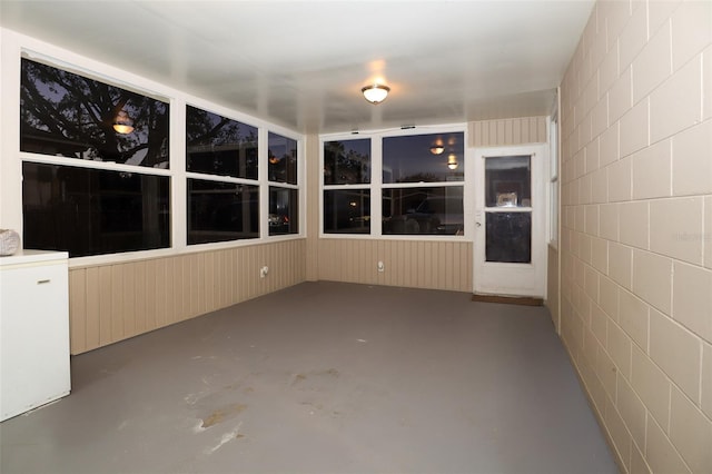 view of unfurnished sunroom