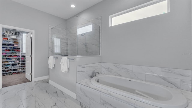 bathroom with plus walk in shower