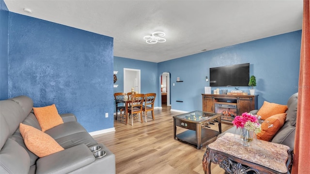 living room with light wood-type flooring