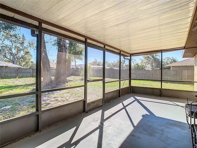 view of unfurnished sunroom