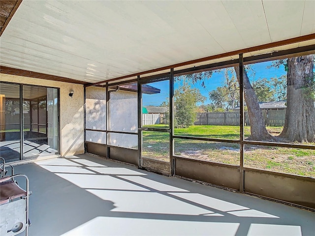 view of unfurnished sunroom