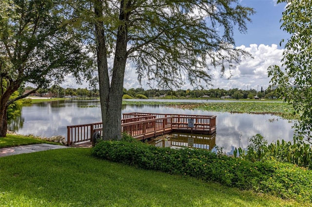 dock area featuring a water view