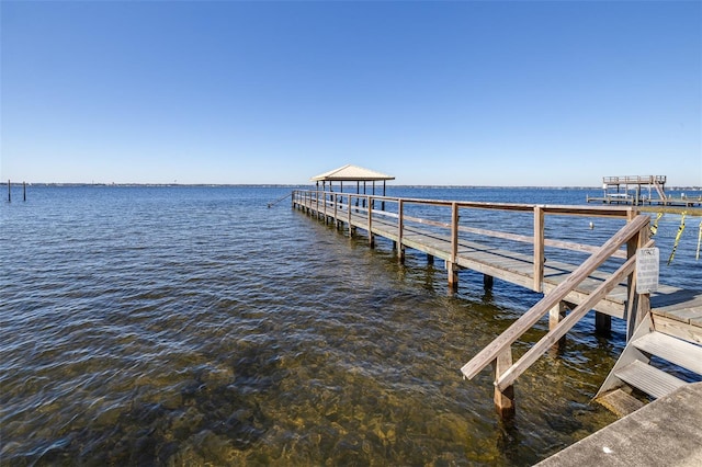 view of dock featuring a water view