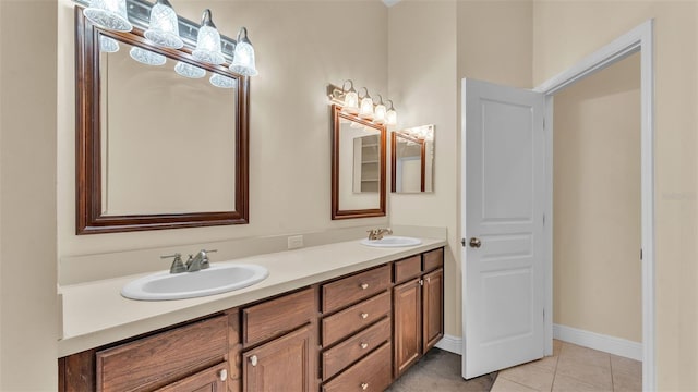 bathroom featuring vanity and tile patterned flooring