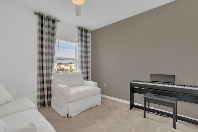 sitting room with light carpet