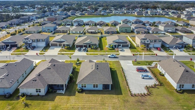 bird's eye view featuring a water view