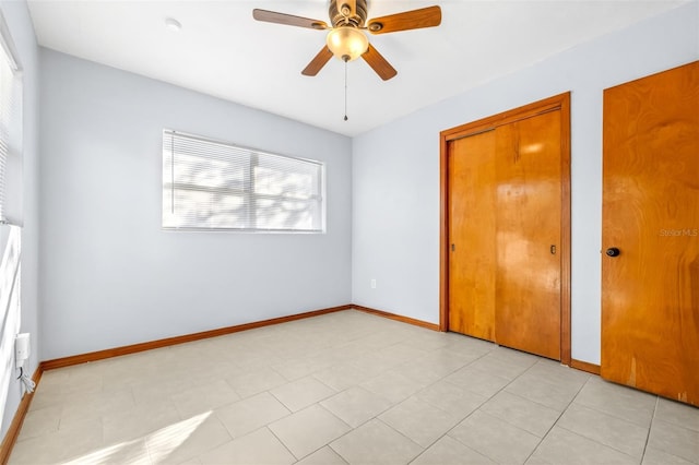 unfurnished bedroom with ceiling fan