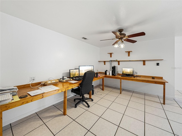 office featuring ceiling fan