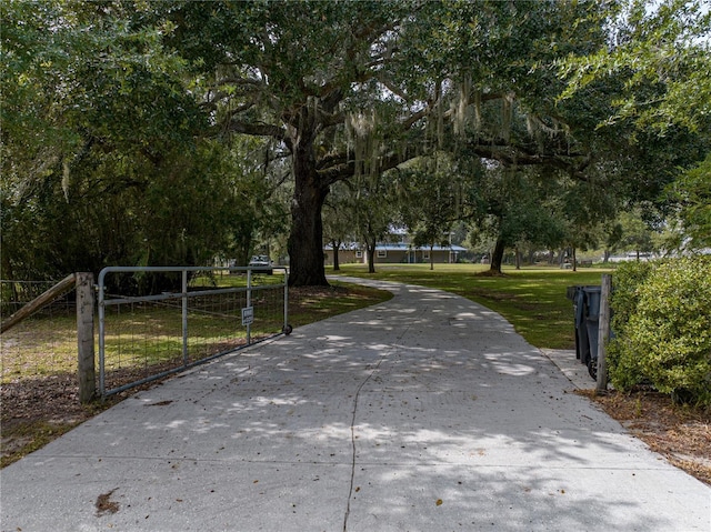 view of community featuring a lawn