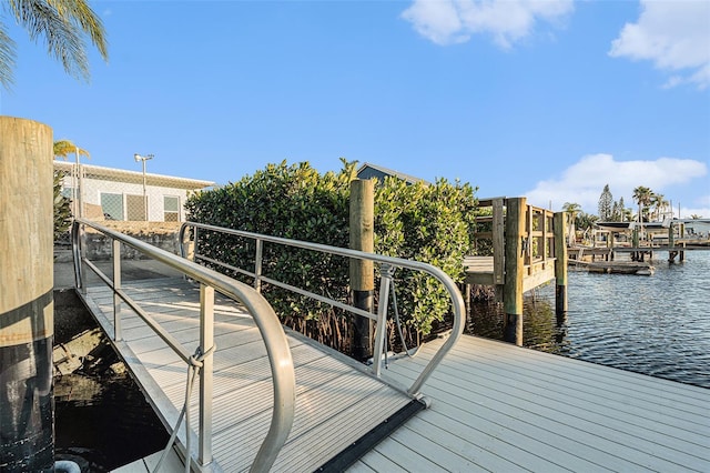 dock area featuring a water view