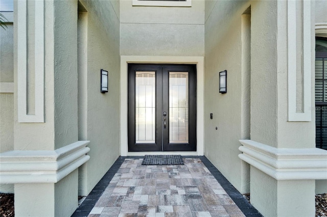 property entrance with french doors