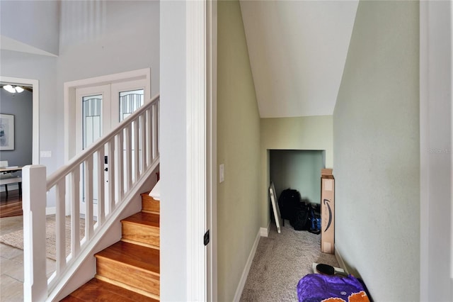 stairs with carpet floors