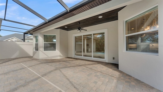 view of patio with ceiling fan