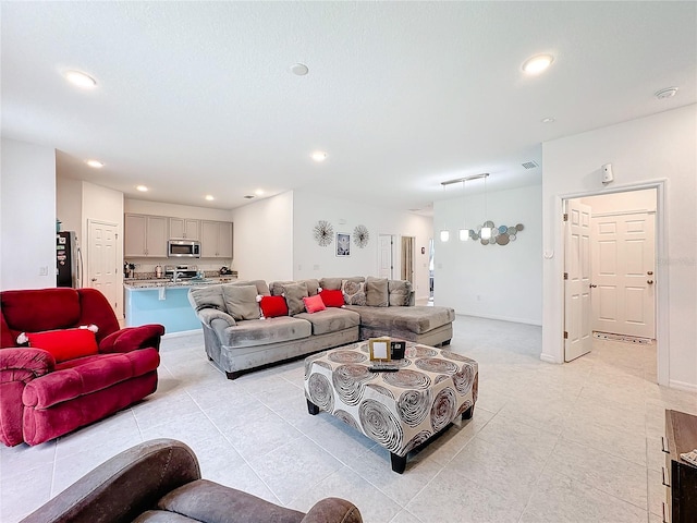 view of tiled living room