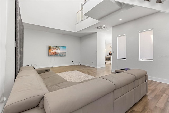 living room featuring light hardwood / wood-style floors