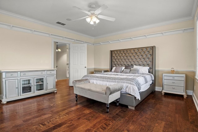 1665 Blue Heron Ln, Lakeland, FL 33813 - bedroom with crown molding, wood finished floors, and a ceiling fan