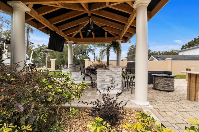 1665 Blue Heron Ln, Lakeland, FL 33813 - view of patio with a gazebo, fence, and ceiling fan