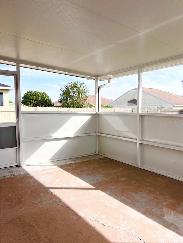 view of unfurnished sunroom