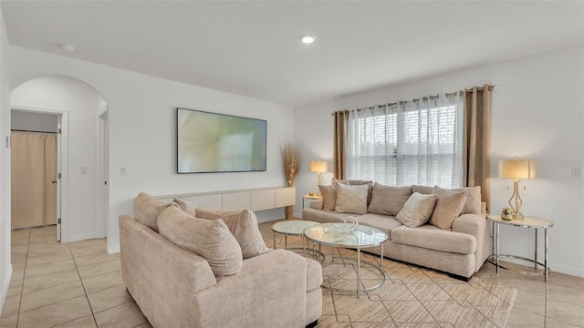 view of tiled living room