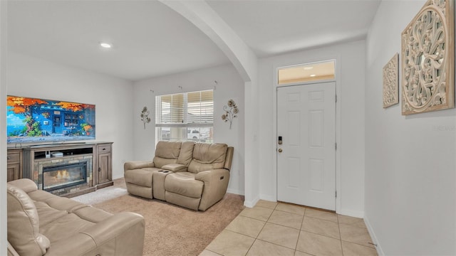 view of tiled living room