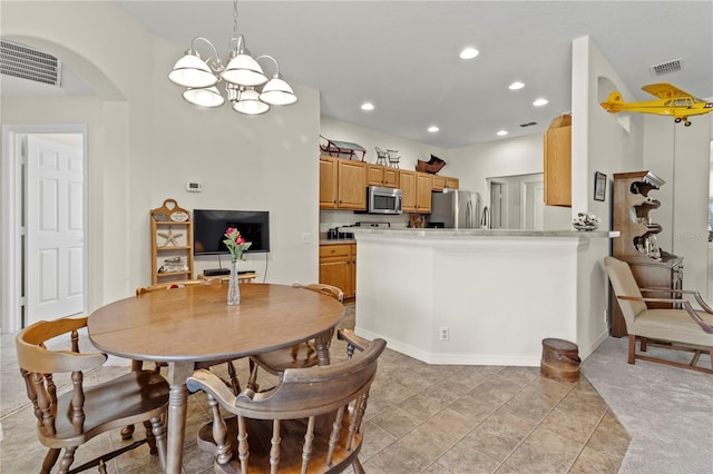 view of tiled dining room