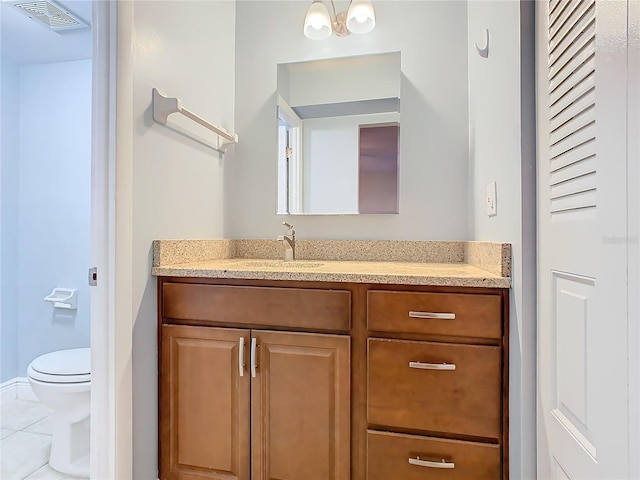 bathroom with tile patterned floors, toilet, and vanity