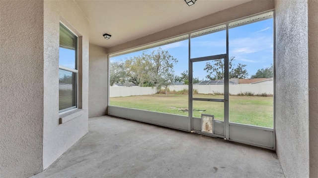 view of unfurnished sunroom