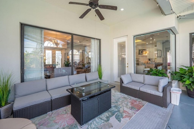 view of patio / terrace with an outdoor hangout area and ceiling fan